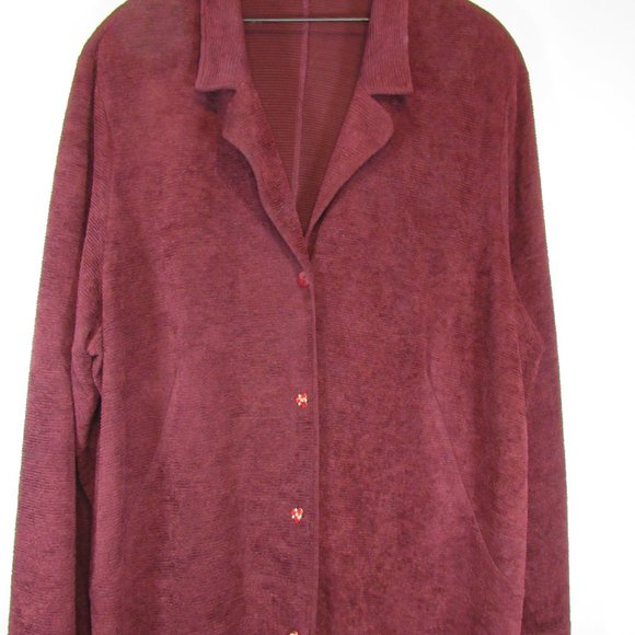 Vikki Vi Burgundy Red Long Duster Cardigan Sweater Jacket Plus Size 3X - Picture 3 of 10